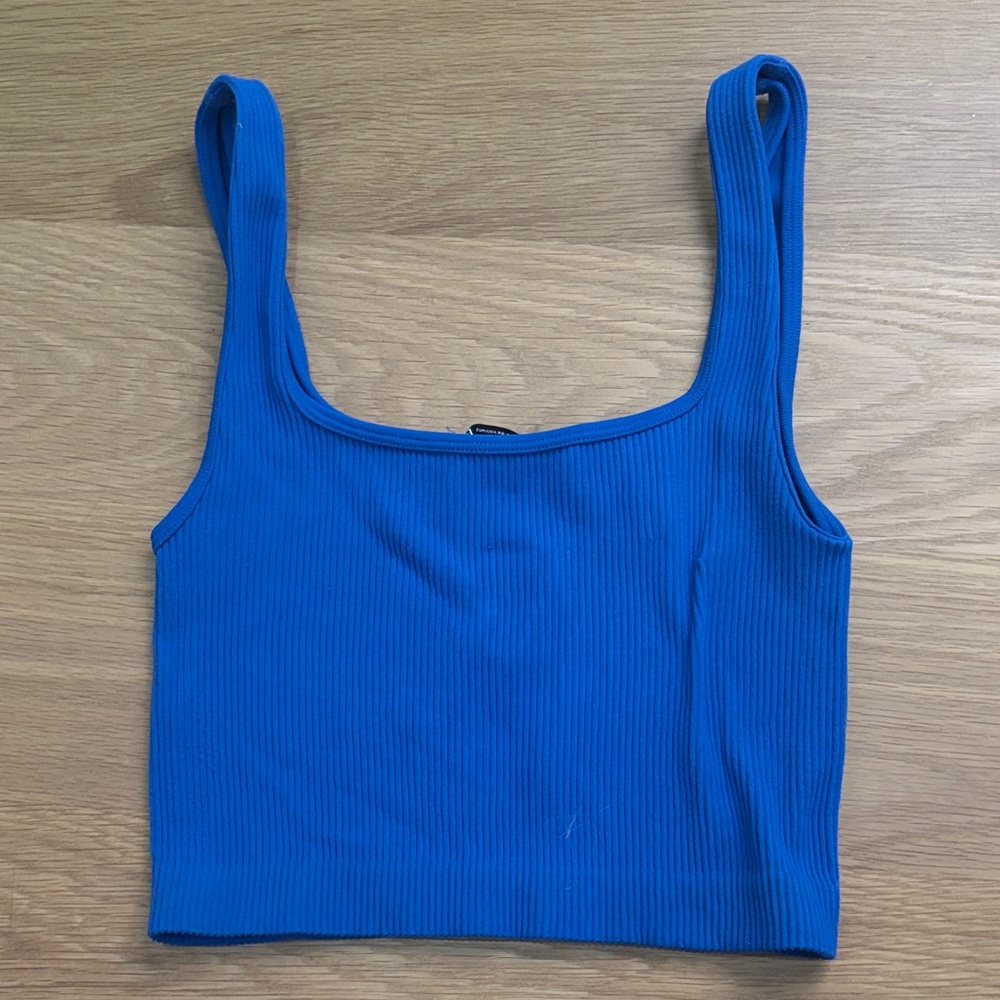 Zara Vibrant Blue Ribbed Crop Top